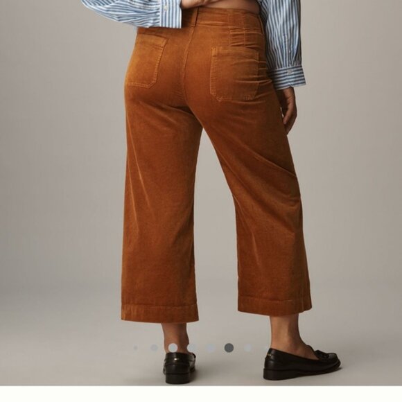 Maeve Anthropologie The Colette Corduroy Crop Wide Leg pants Size 32 Caramel - Picture 5 of 16